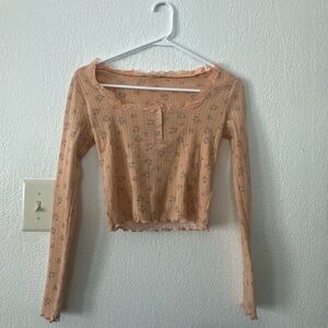Self Esteem Peach Floral Crop Top